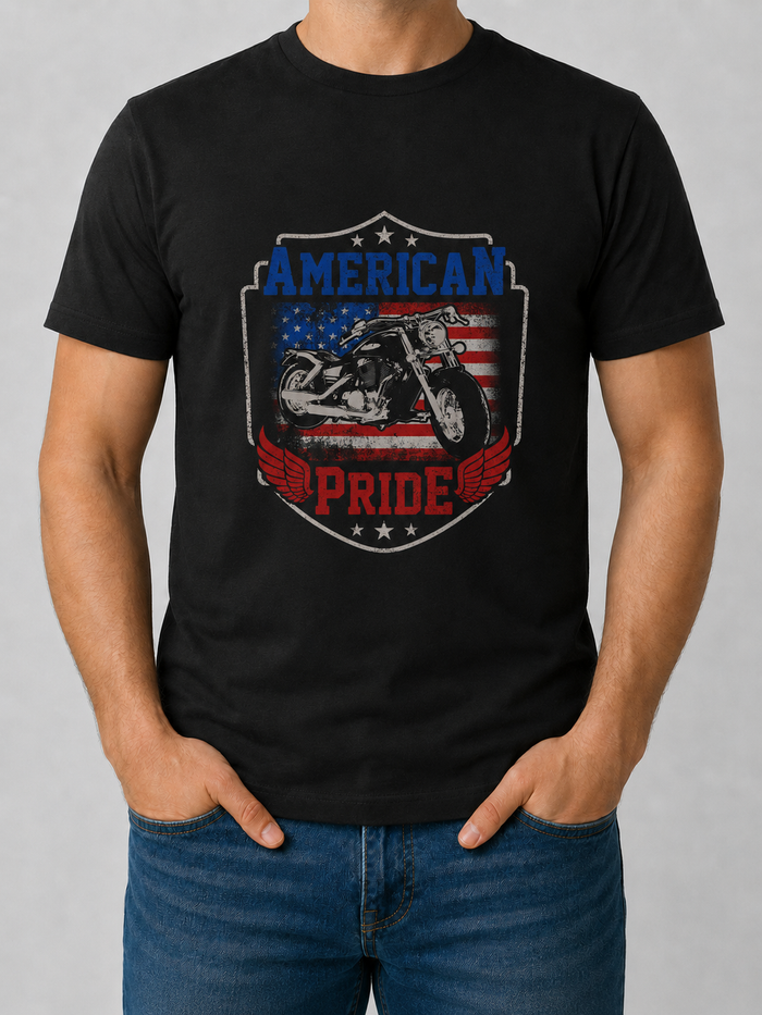 USA Motorcycle Pride T-Shirt: Ride with Freedom and American Spirit